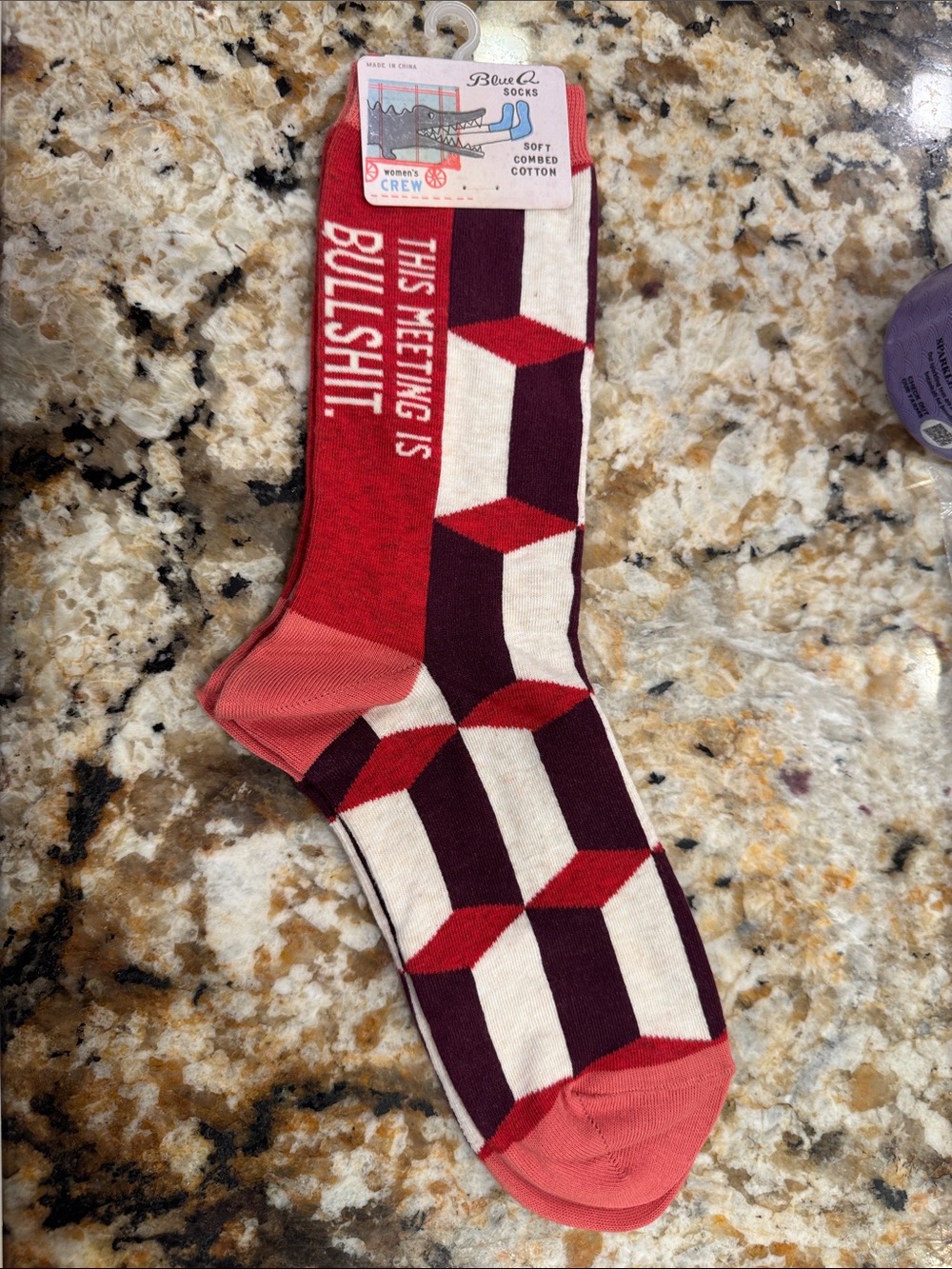 Geometric Crew Socks - "This Meeting Is Bullshit"